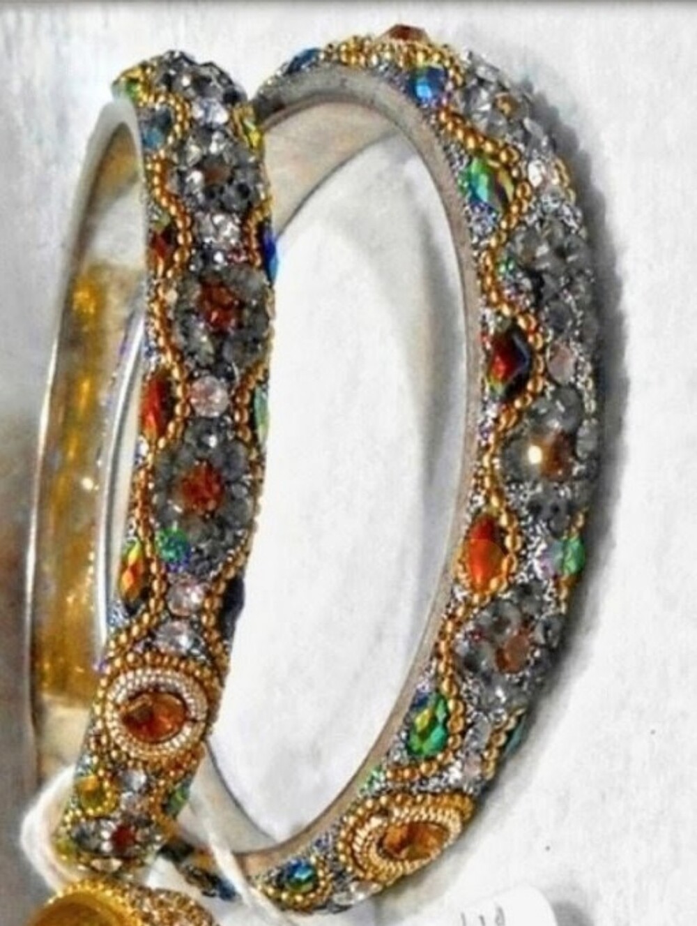 Gold Bangles Jewel Encrusted Duo